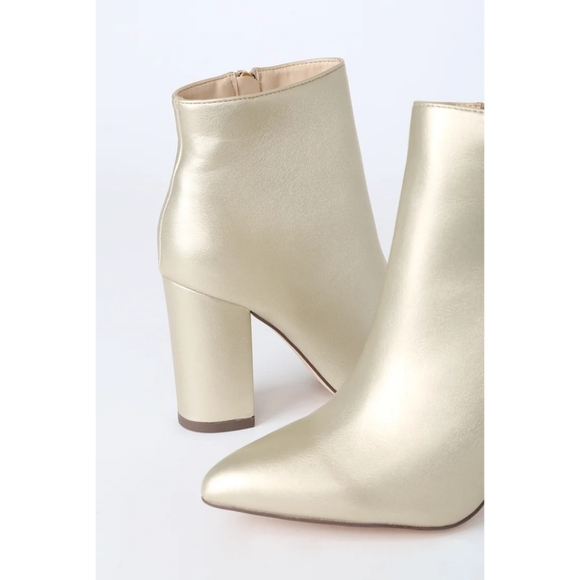 Lulus Ottava Light Gold High Heel Booties - Size 7.5 - Picture 2 of 4